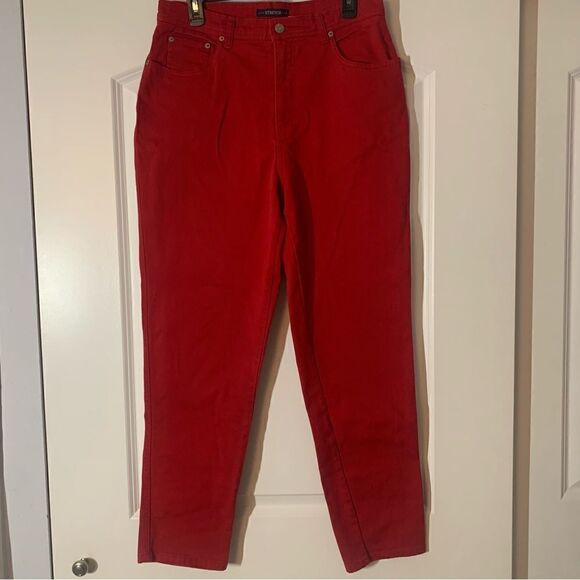 Bill Blass Jeans Red Cotton Straight Leg Stretch Jeans - Picture 1 of 5